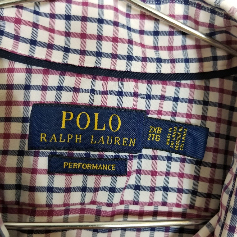 Polo Ralph Lauren Men Performance Check Button Up Shirt Sz 2X Big Nylon Stretch - Picture 7 of 8